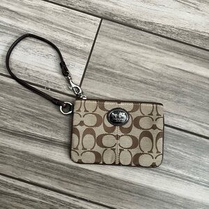 Coach Brown and Tan Vintage Wristlet